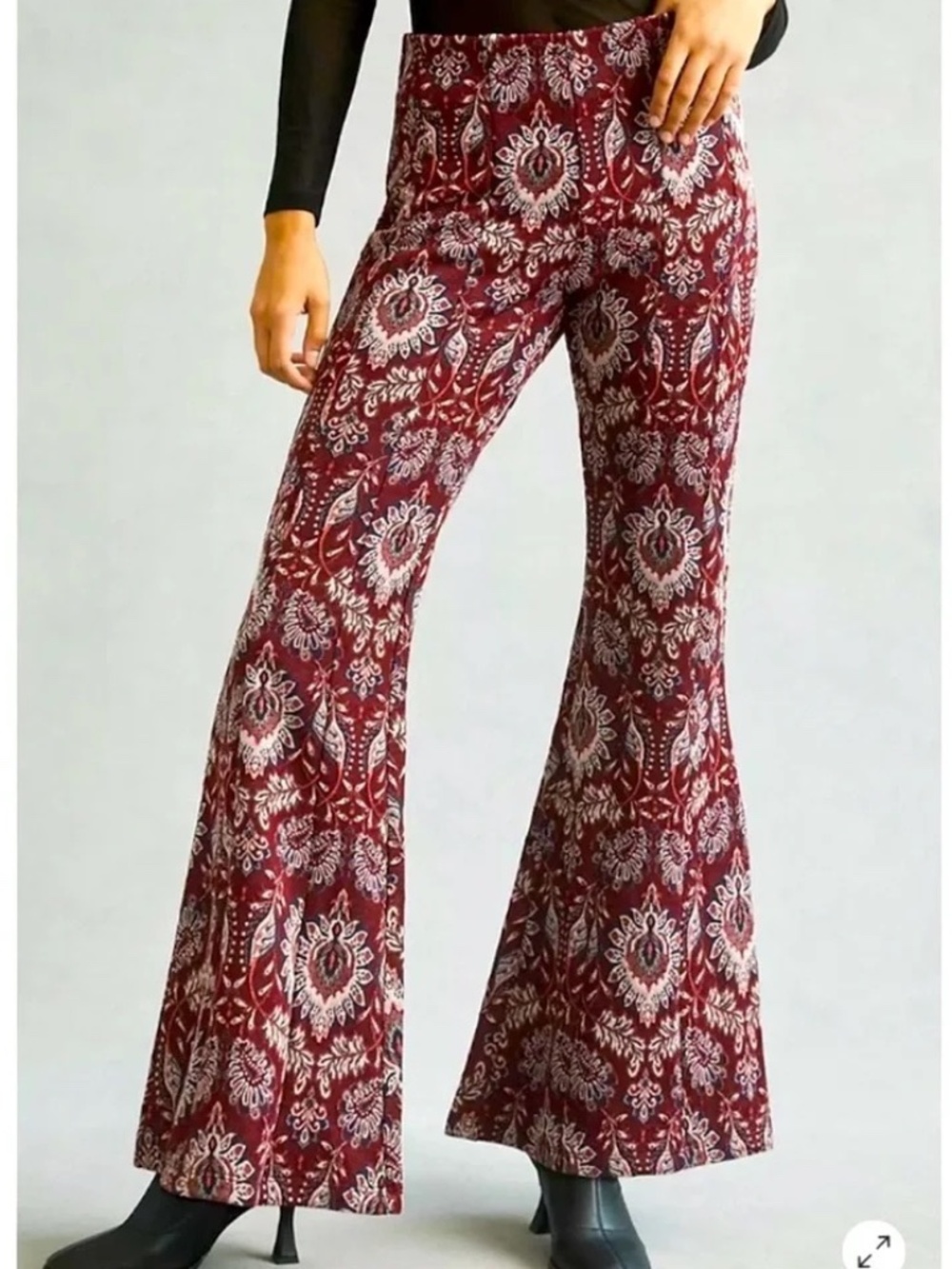 Anthropologie Damask Jacquard Flare Pants Women's Size 0